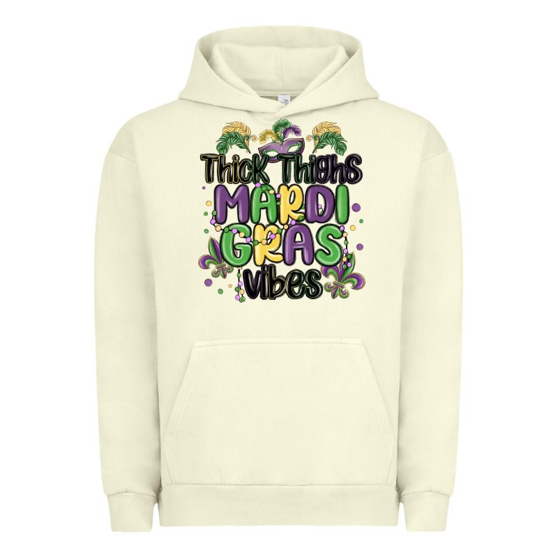 Thick Thighs Mardi Gras Vibes Urban Hoodie by MaliasSmallBusiness | Teevron