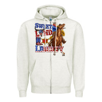 Oatmeal Heather western sweet land of liberty 4th july billie wilder Zipper Hoodie - texasbilliewilder