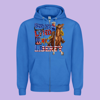 Zipper Hoodie western sweet land of liberty 4th july billie wilder