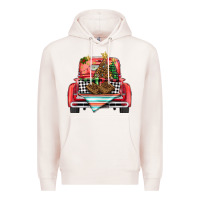 Pale Pink Christmas truck Premium Hoodie - BarkalooDesign