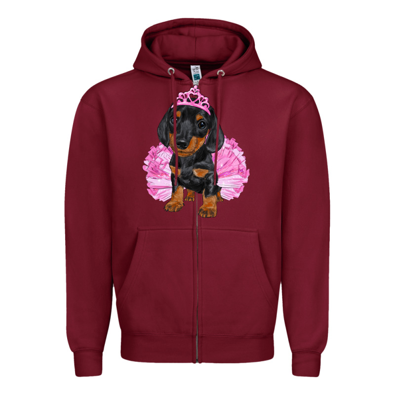 Balerina Dachshund With Tutu Zipper Hoodie by RanaPortraitStore | Teevron