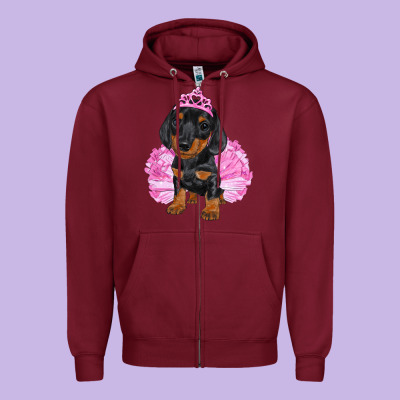 Zipper Hoodie balerina dachshund with tutu