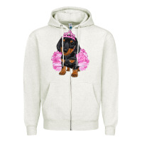 Oatmeal Heather balerina dachshund with tutu Zipper Hoodie - RanaPortraitStore