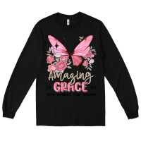 Black amazing grace how sweet the sound butterfly Long Sleeve Tee - MaliasSmallBusiness