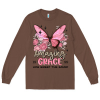 Chestnut amazing grace how sweet the sound butterfly Long Sleeve Tee - MaliasSmallBusiness