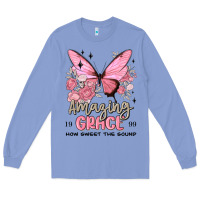 Colony Blue amazing grace how sweet the sound butterfly Long Sleeve Tee - MaliasSmallBusiness