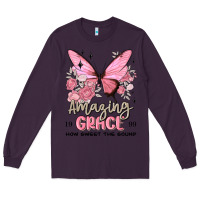Plum amazing grace how sweet the sound butterfly Long Sleeve Tee - MaliasSmallBusiness