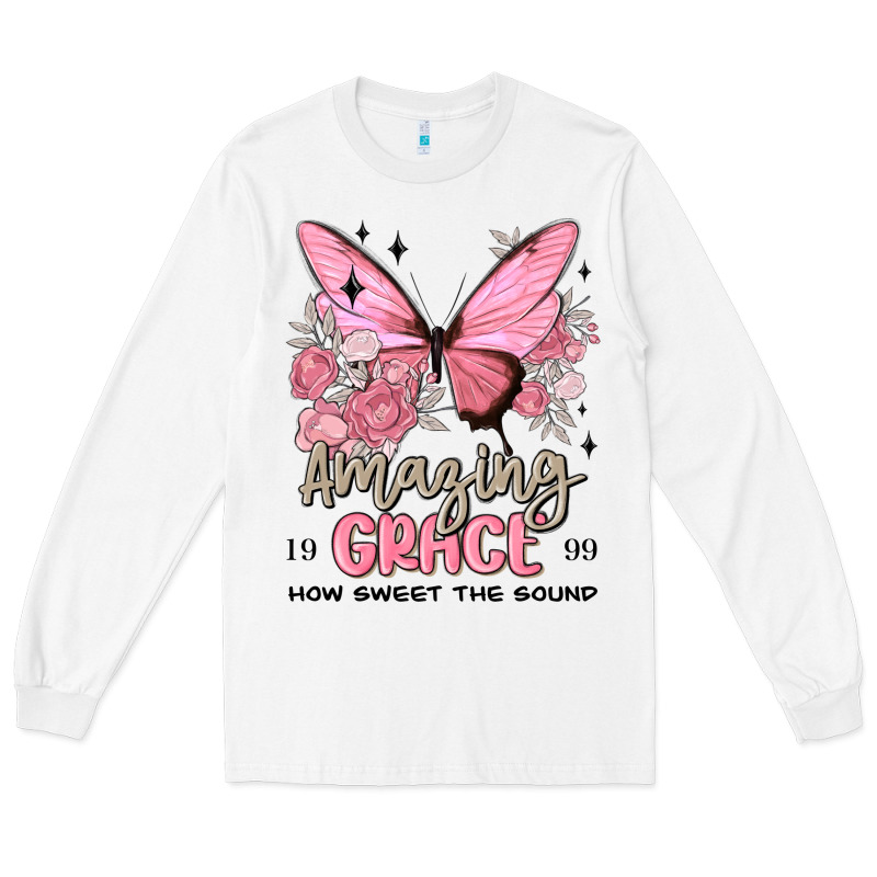 Amazing Grace How Sweet The Sound Butterfly Long Sleeve Tee by MaliasSmallBusiness | Teevron