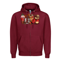 Burgundy hot chocolate coffee cups Zipper Hoodie - Zillion Design Studio