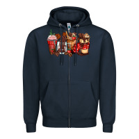 Navy hot chocolate coffee cups Zipper Hoodie - Zillion Design Studio