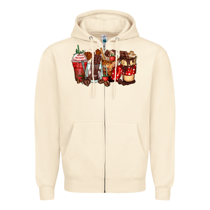 Hot Chocolate Coffee Cups Zipper Hoodie by Zillion Design Studio | Teevron