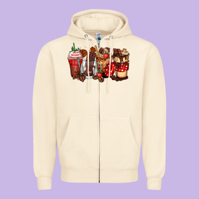 Zipper Hoodie hot chocolate coffee cups
