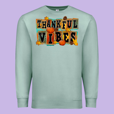 Thankful Vibes Premium Sweatshirt Designed By Fadigitalartstudio