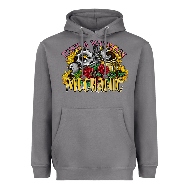 Just A Woman Who Loves Her Mechanic Heavyweight Hoodie by SublimationCraftShop | Teevron