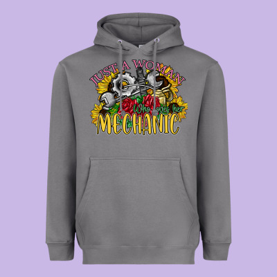 Just A Woman Who Loves Her Mechanic Heavyweight Hoodie Designed By Sublimationcraftshop