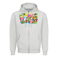 Dove Grey beach summer coffee cups Zipper Hoodie - Zillion Design Studio