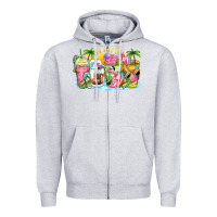 Heather Grey beach summer coffee cups Zipper Hoodie - Zillion Design Studio