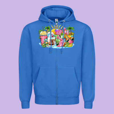Zipper Hoodie beach summer coffee cups