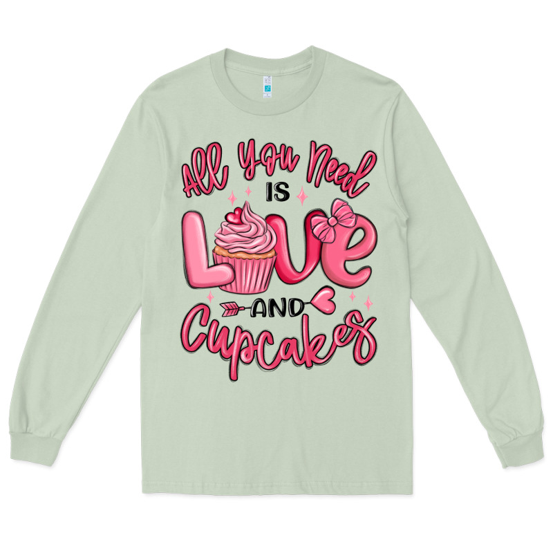 All You Need Is Love And Cupcakes Valentines Day Long Sleeve Tee by MaliasSmallBusiness | Teevron