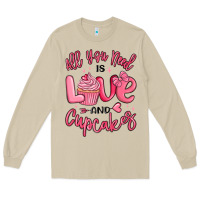 Mushroom all you need is love and cupcakes valentines day Long Sleeve Tee - MaliasSmallBusiness