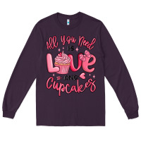 Plum all you need is love and cupcakes valentines day Long Sleeve Tee - MaliasSmallBusiness