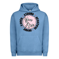 Pigment Pebble Blue you are strong Urban Hoodie - MaliasSmallBusiness