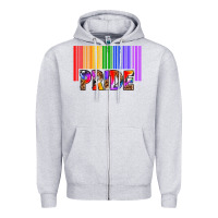 Heather Grey barcode pride Zipper Hoodie - texasbilliewilder