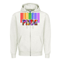 Oatmeal Heather barcode pride Zipper Hoodie - texasbilliewilder