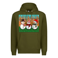 Army Green christmas snovman Premium Hoodie - BarkalooDesign