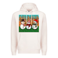 Pale Pink christmas snovman Premium Hoodie - BarkalooDesign