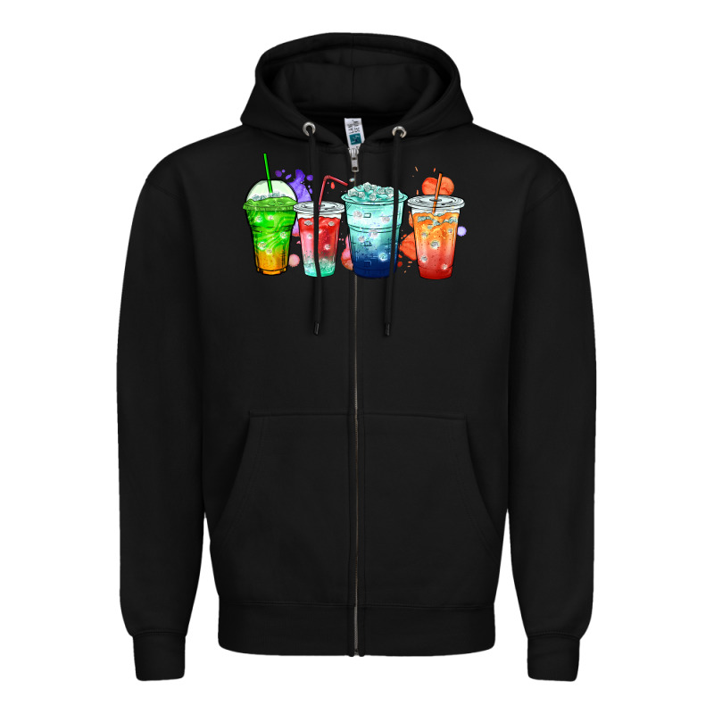 Tea Junkie Coffee Cups Zipper Hoodie by Zillion Design Studio | Teevron