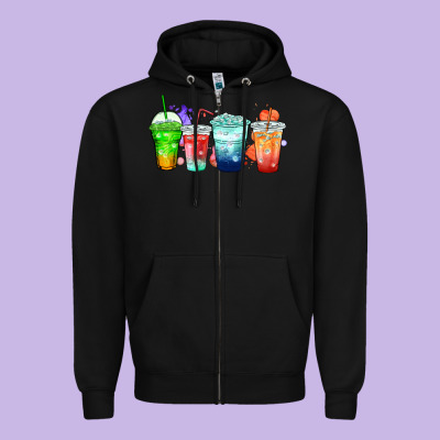 Zipper Hoodie tea junkie coffee cups