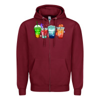Burgundy tea junkie coffee cups Zipper Hoodie - Zillion Design Studio