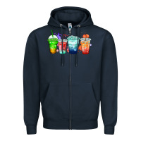 Navy tea junkie coffee cups Zipper Hoodie - Zillion Design Studio
