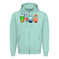 Seafoam tea junkie coffee cups Zipper Hoodie - Zillion Design Studio