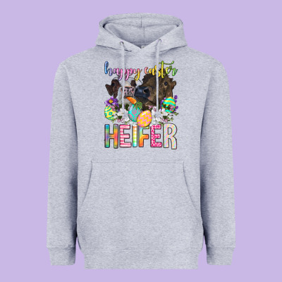 Happy Easter Heifer Heavyweight Hoodie Designed By Neo Western
