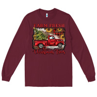 Burgundy farm fresh christmas trees Long Sleeve Tee - BarkalooDesign