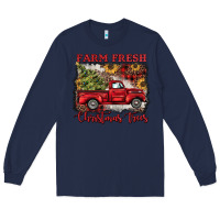 Navy farm fresh christmas trees Long Sleeve Tee - BarkalooDesign