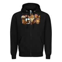 Black leopard coffee cups Zipper Hoodie - Zillion Design Studio