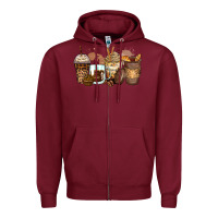 Burgundy leopard coffee cups Zipper Hoodie - Zillion Design Studio