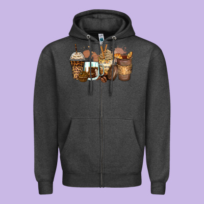 Zipper Hoodie leopard coffee cups
