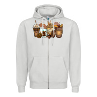 Dove Grey leopard coffee cups Zipper Hoodie - Zillion Design Studio