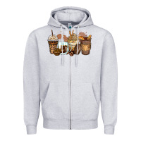 Heather Grey leopard coffee cups Zipper Hoodie - Zillion Design Studio