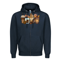 Navy leopard coffee cups Zipper Hoodie - Zillion Design Studio