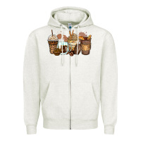 Oatmeal Heather leopard coffee cups Zipper Hoodie - Zillion Design Studio