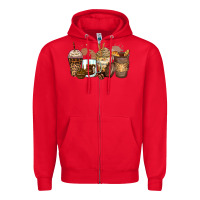 Red leopard coffee cups Zipper Hoodie - Zillion Design Studio