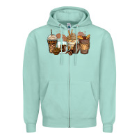 Seafoam leopard coffee cups Zipper Hoodie - Zillion Design Studio