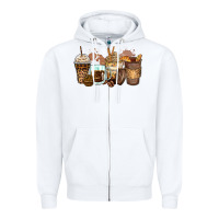 White leopard coffee cups Zipper Hoodie - Zillion Design Studio
