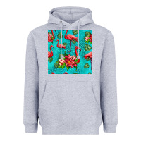 Heather Grey flamingo seamless pattern Heavyweight Hoodie - HRA Design Shop