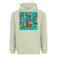 Matcha flamingo seamless pattern Heavyweight Hoodie - HRA Design Shop